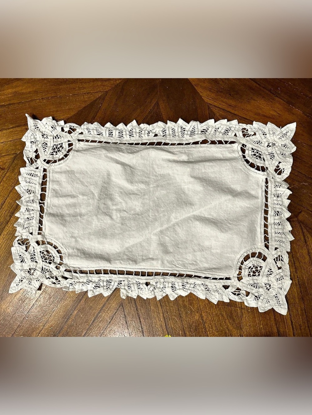 Vintage White Battenberg Lace Tray Mat Centerpiece